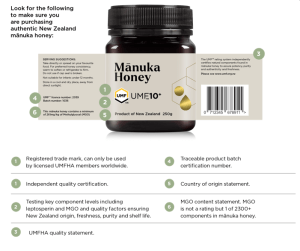 UMF Certified manuka honey label proof points